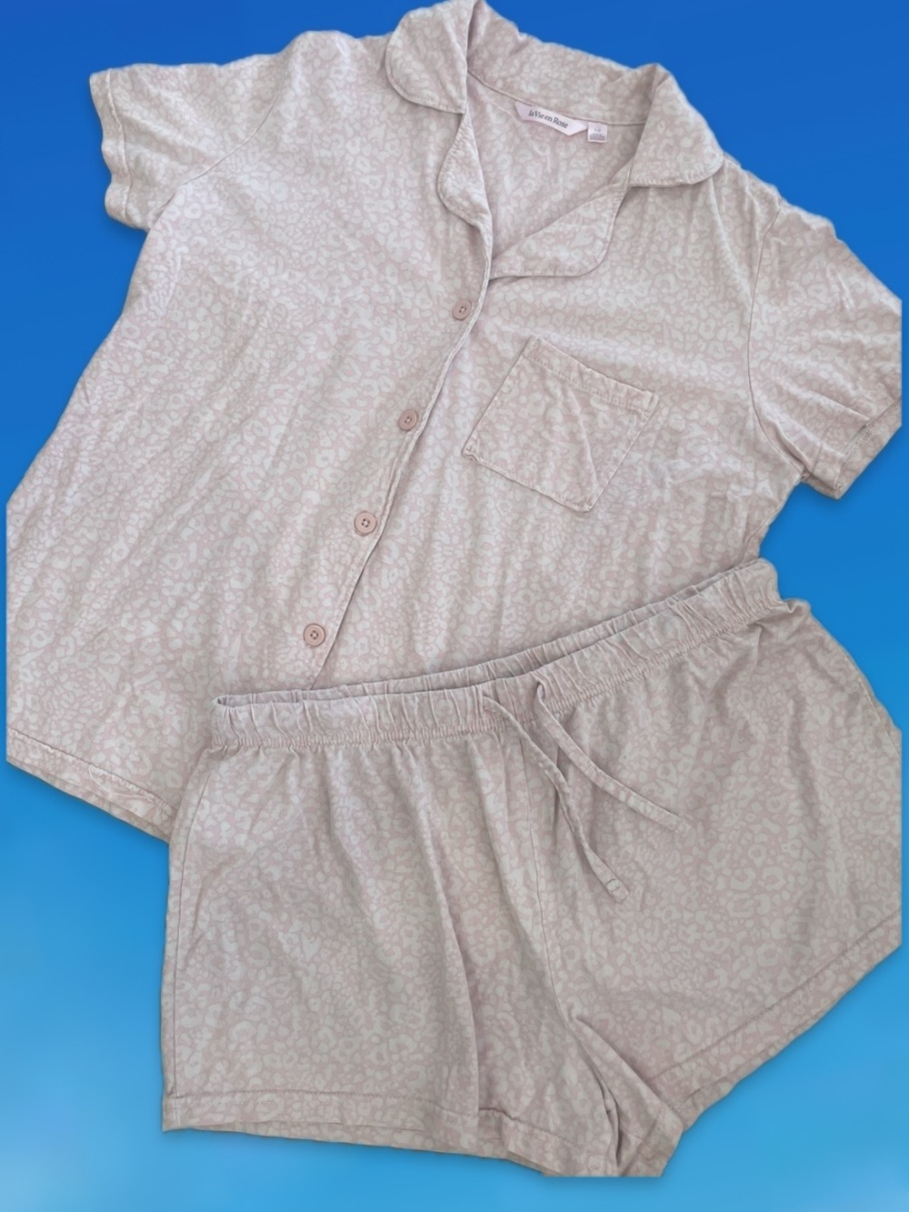 La Vie En Rose Soft Pink Short-Sleeve Pajama Set Size Small - Picture 2 of 8
